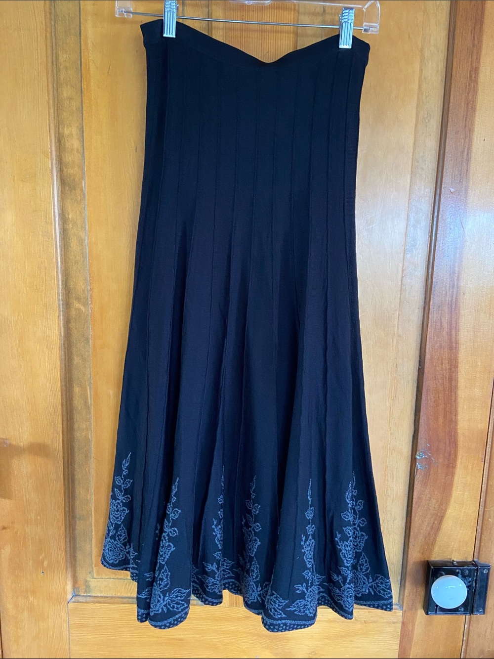 Coldwater Creek Black Maxi Skirt with Embroidered Hem